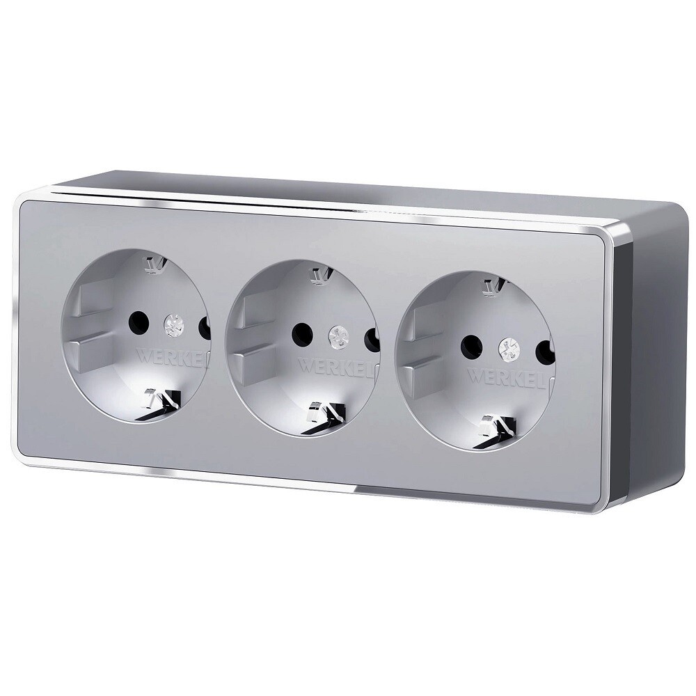 Розетка Werkel Gallant накладная серебряная со шторками (a052777)