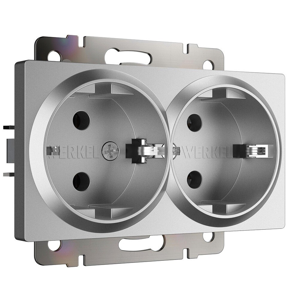 Розетка Werkel встраиваемая серебряная матовая (a063619)