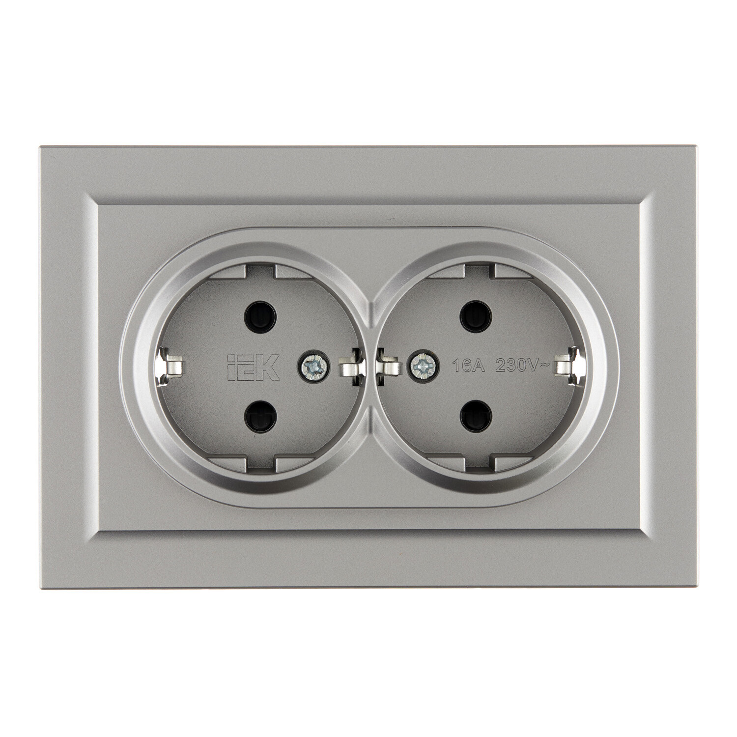 Розетка IEK Brite РСш12-3-БрС встраиваемая сталь со шторками (BR-R24-16-K46-F)