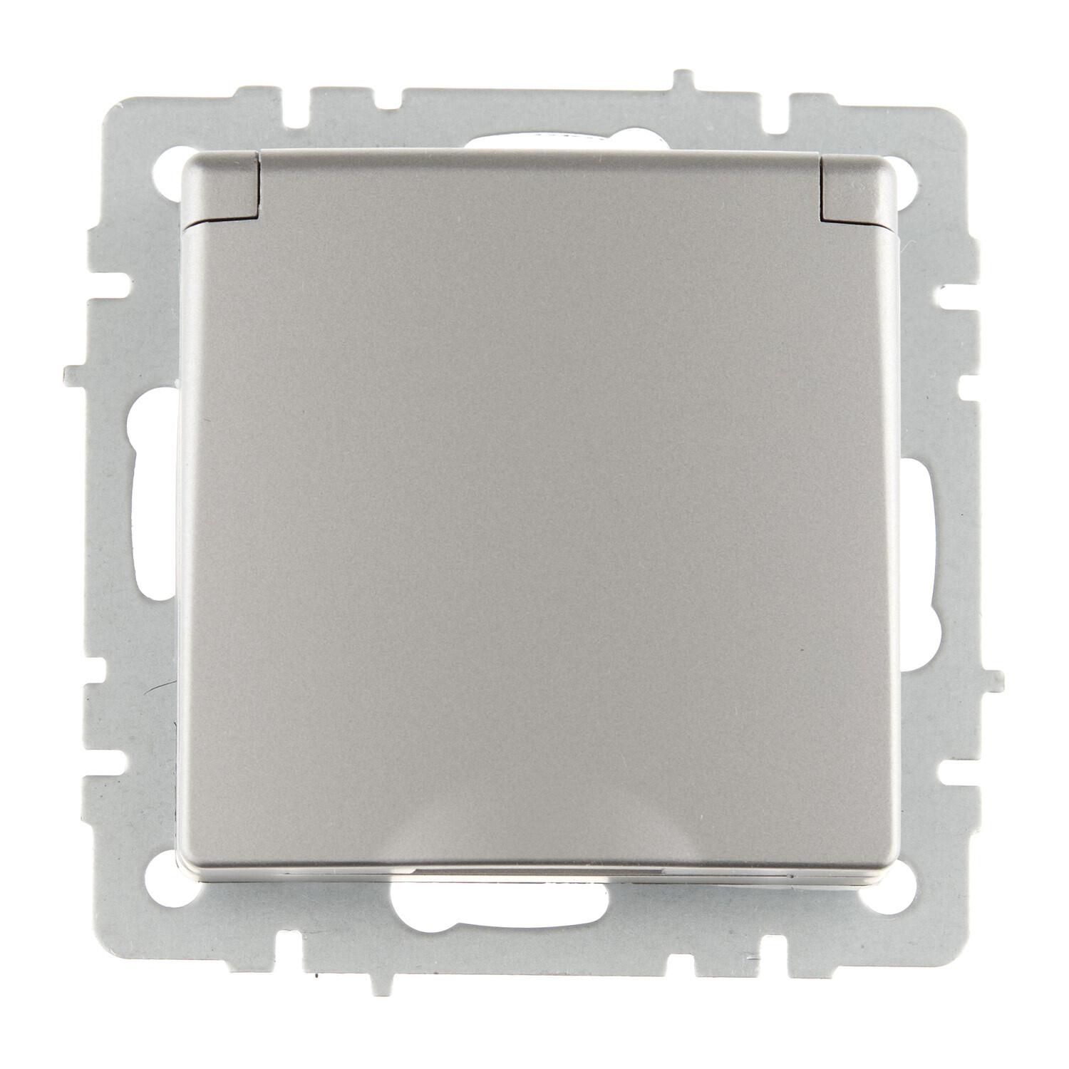 Розетка IEK Brite РСбш10-3-44-БрС встраиваемая сталь со шторками с крышкой (BR-R16-16-44-K46)