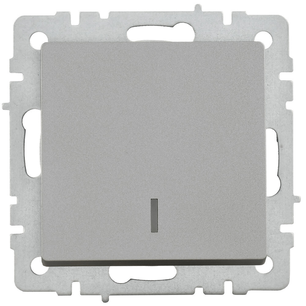 Выключатель IEK Brite ВС10-1-1-БрС одноклавишный встраиваемый сталь с подсветкой (BR-V10-1-10-K46)