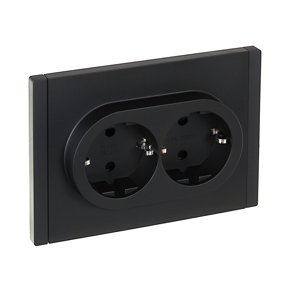 Розетка IEK Forte&Piano FP123 встраиваемая черная со шторками (FP-R24-16-1-K02)