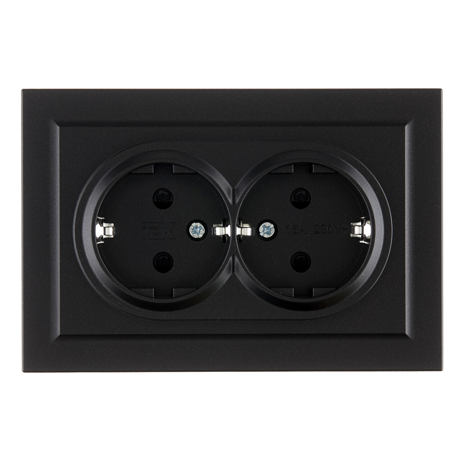Розетка IEK Brite РСш12-3-БрЧ встраиваемая черная со шторками (BR-R24-16-K02-F)
