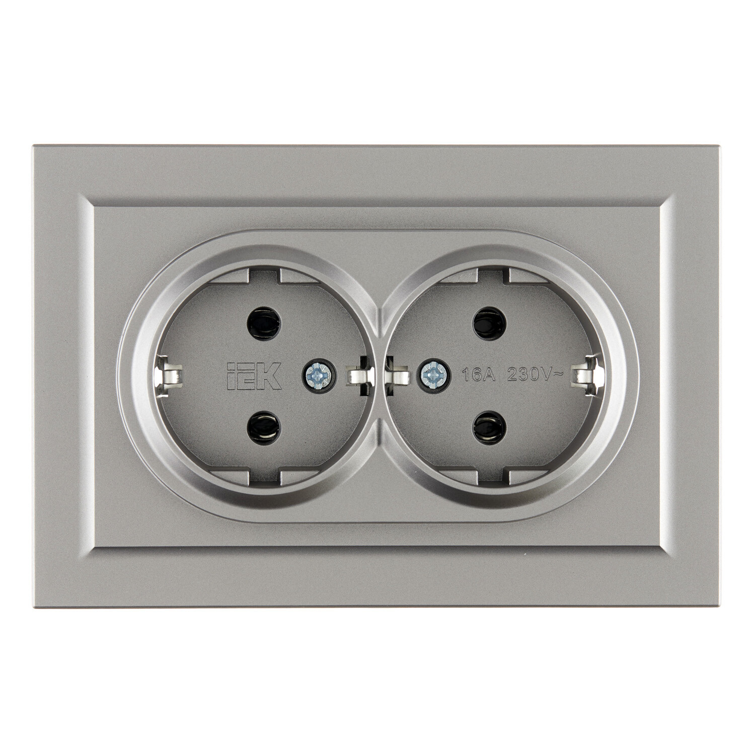 Розетка IEK Brite РС12-3-БрС встраиваемая сталь (BR-R21-16-K46-F)