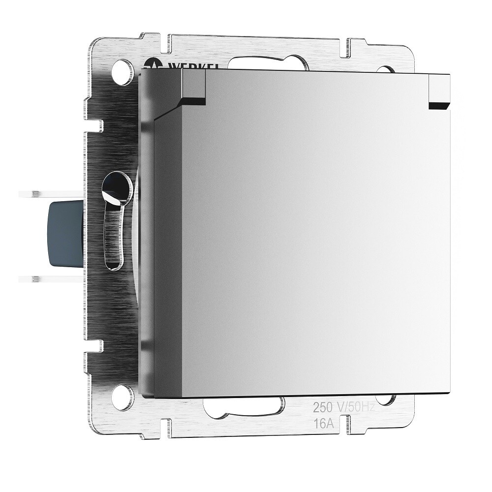 Розетка Werkel встраиваемая серебряная матовая со шторками с крышкой (a069594)