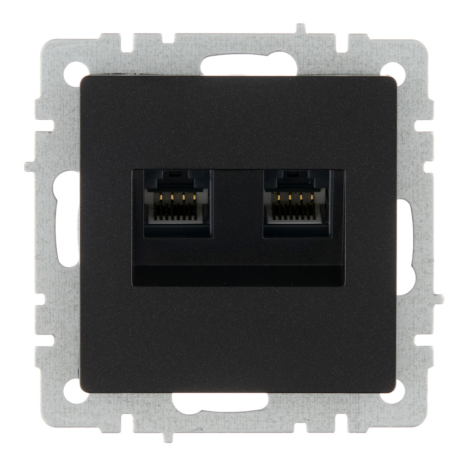 Розетка компьютерная IEK Brite РК10-2-БрЧ встраиваемая черная 2хRJ45 (BR-K20-1-K02)