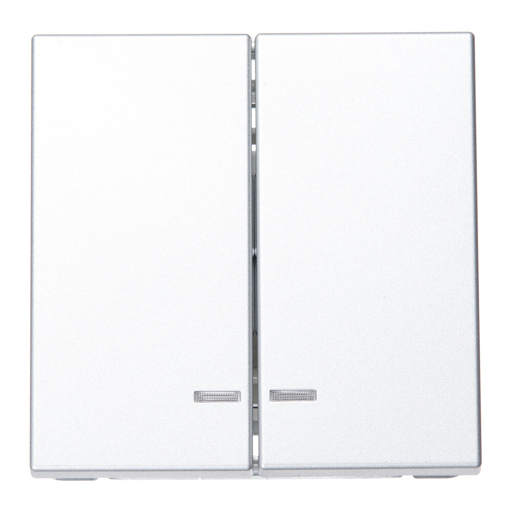 Выключатель Systeme Electric ArtGallery двухклавишный встраиваемый алюминий с подсветкой (GAL000353)