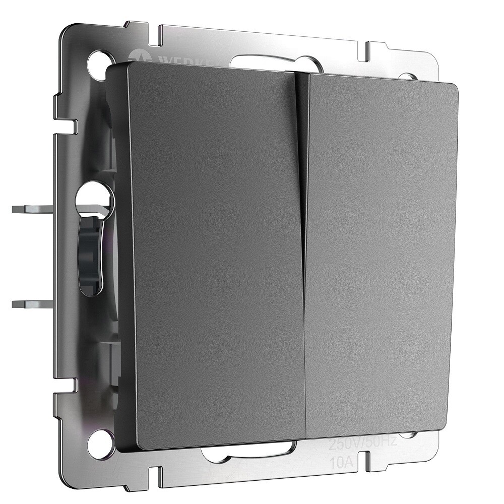 Выключатель Werkel двухклавишный встраиваемый графит матовый проходной (a063100)