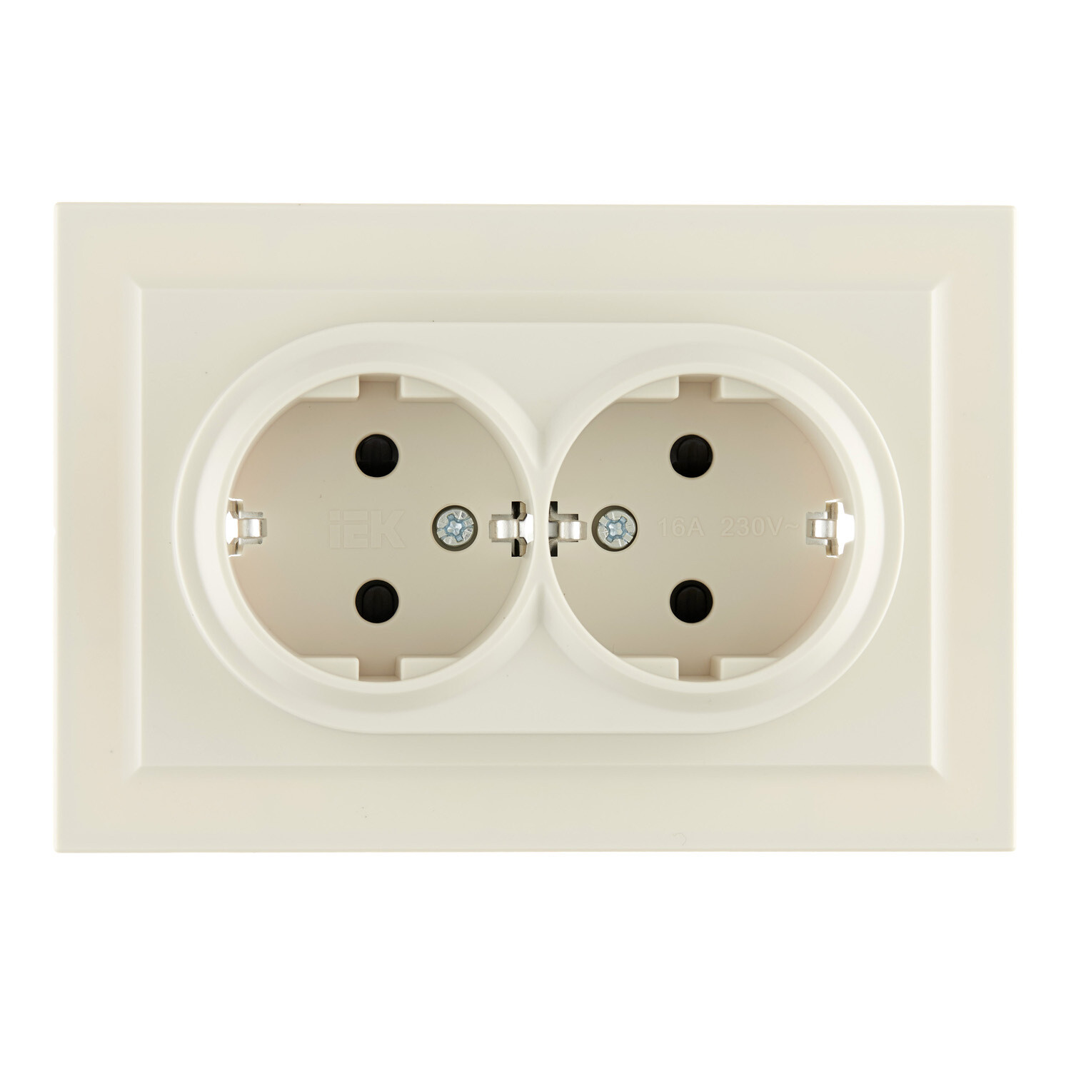 Розетка IEK Brite РСш12-3-БрКр встраиваемая бежевая со шторками (BR-R24-16-K10-F)