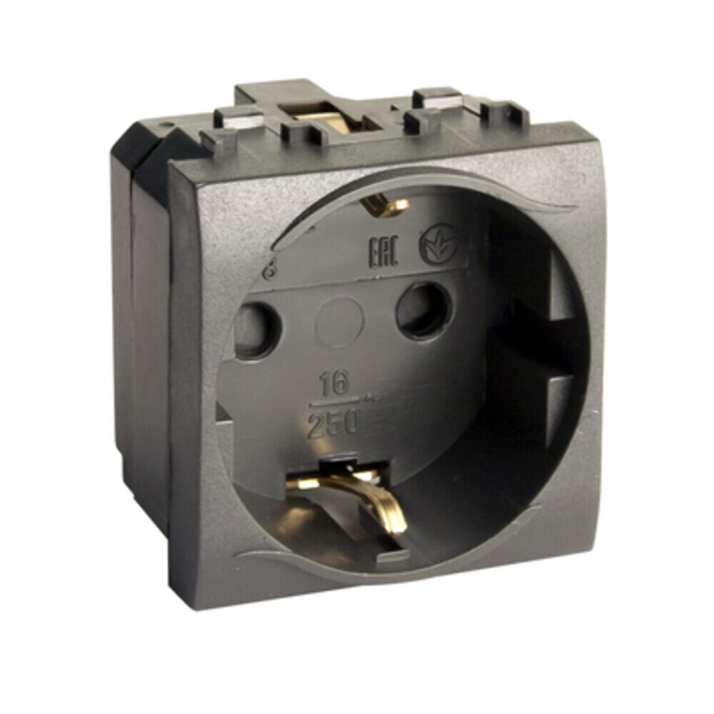 Розетка для кабель-канала DKC Brava черная со шторками 2 модуля (77482N)