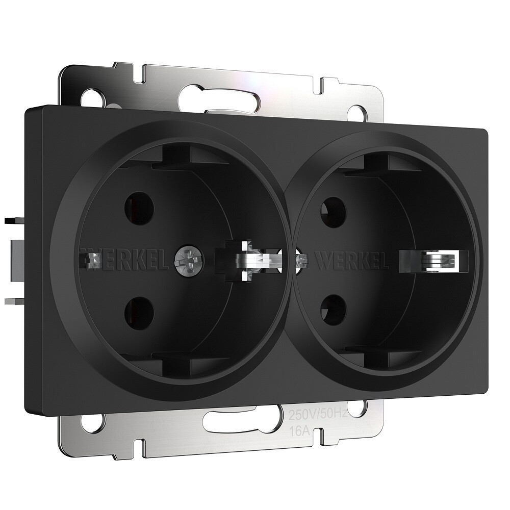 Розетка Werkel встраиваемая черная матовая (a051623)