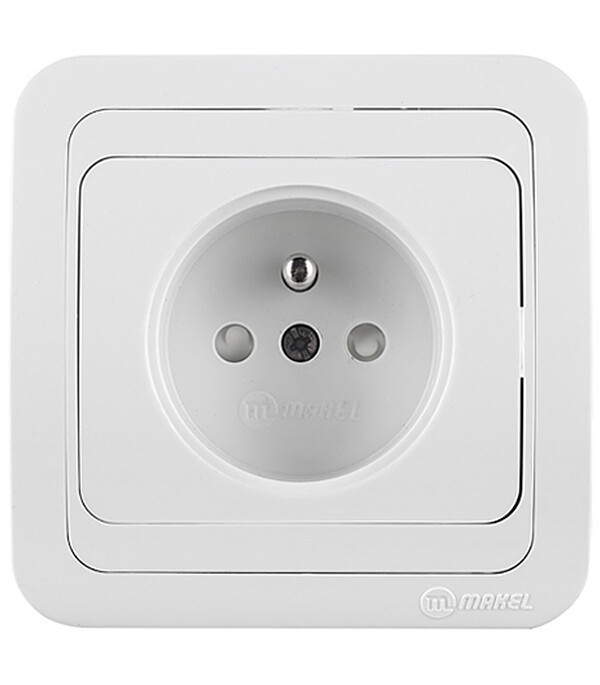 Розетка Makel Mimoza встраиваемая белая UPS со шторками (12053)
