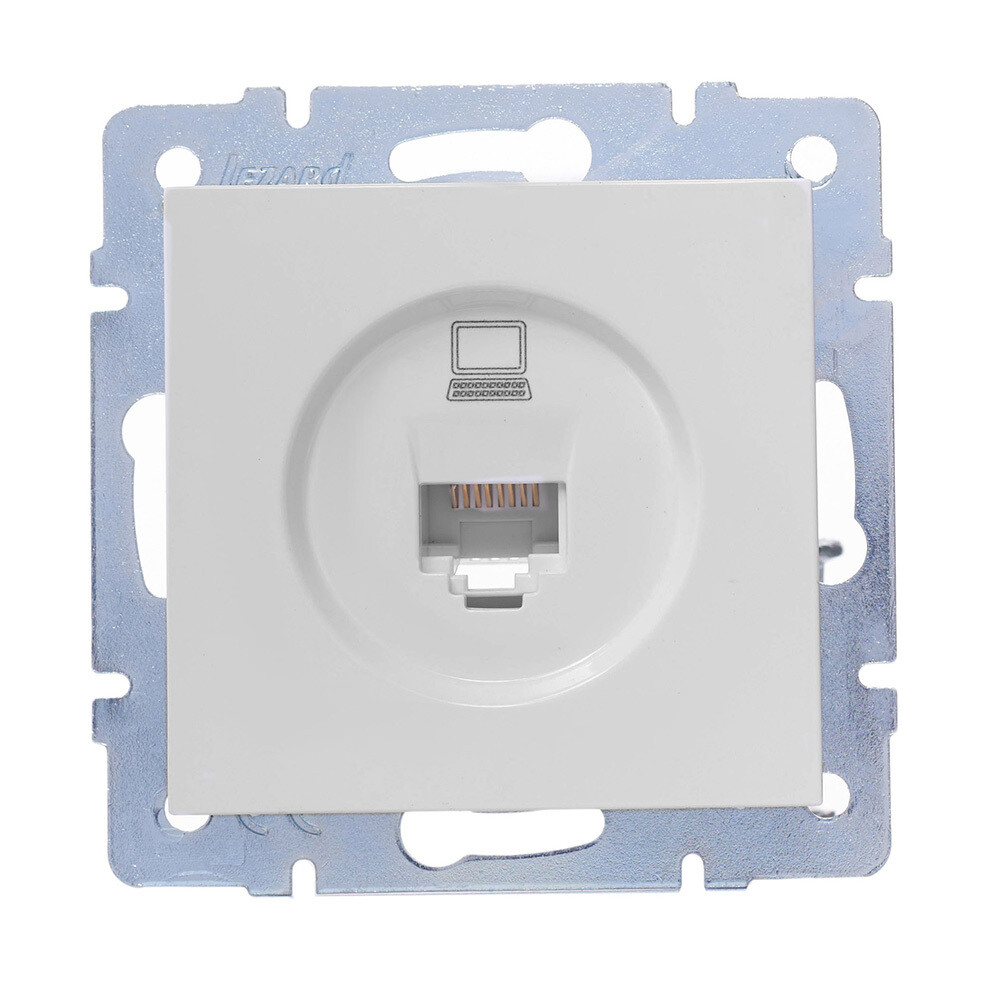 Розетка компьютерная Lezard Vesna встраиваемая белая RJ45 (742-0288-139)