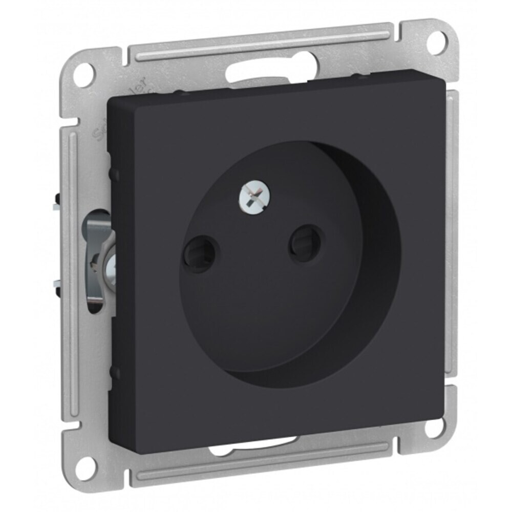 Розетка Systeme Electric AtlasDesign встраиваемая карбон со шторками (ATN001049)