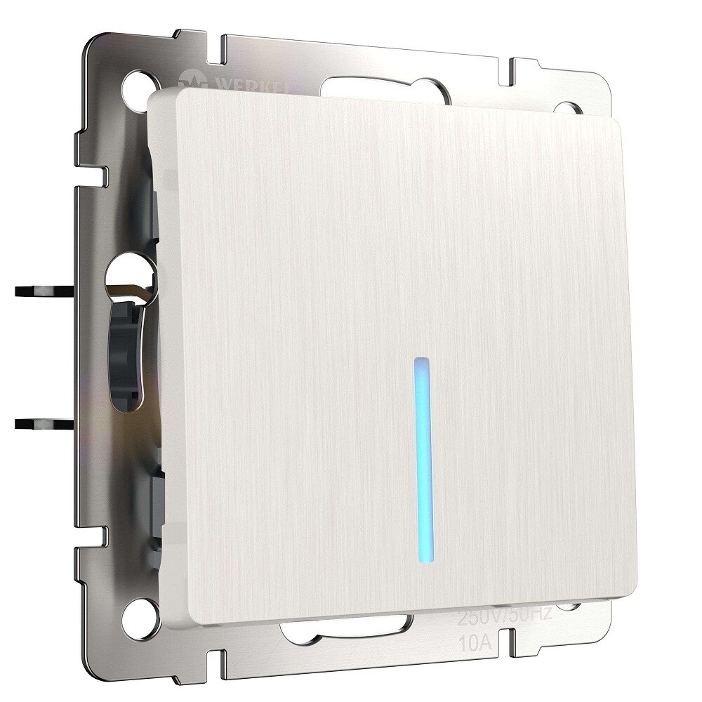 Выключатель Werkel одноклавишный встраиваемый перламутровый рифленый с подсветкой (a051177)