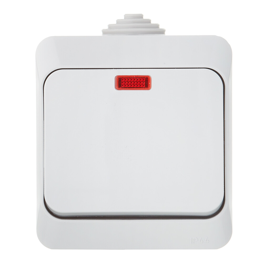 Выключатель Systeme Electric Этюд одноклавишный накладной серый с подсветкой (BA10-045C)