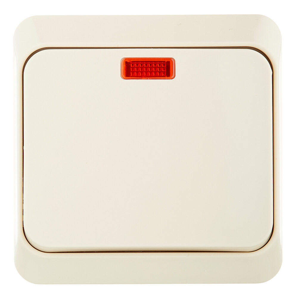 Выключатель Systeme Electric Этюд одноклавишный накладной кремовый с подсветкой (BA10-005K)