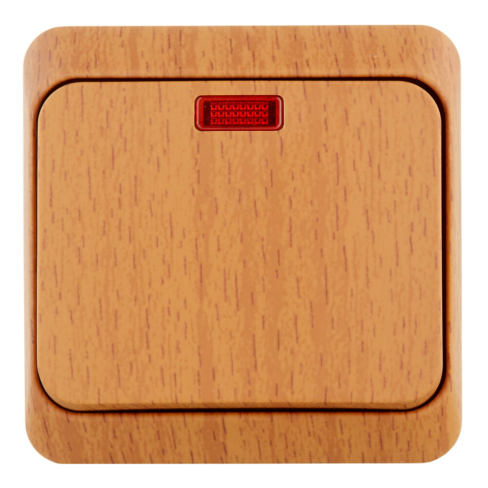 Выключатель Systeme Electric Этюд одноклавишный накладной бук с подсветкой (BA10-005T)