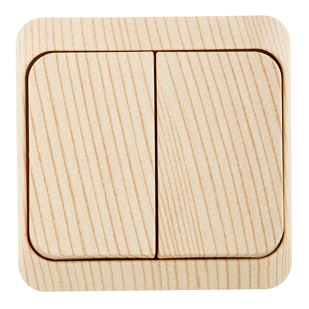 Выключатель Systeme Electric Этюд двухклавишный накладной сосна с подсветкой (BA10-006D)