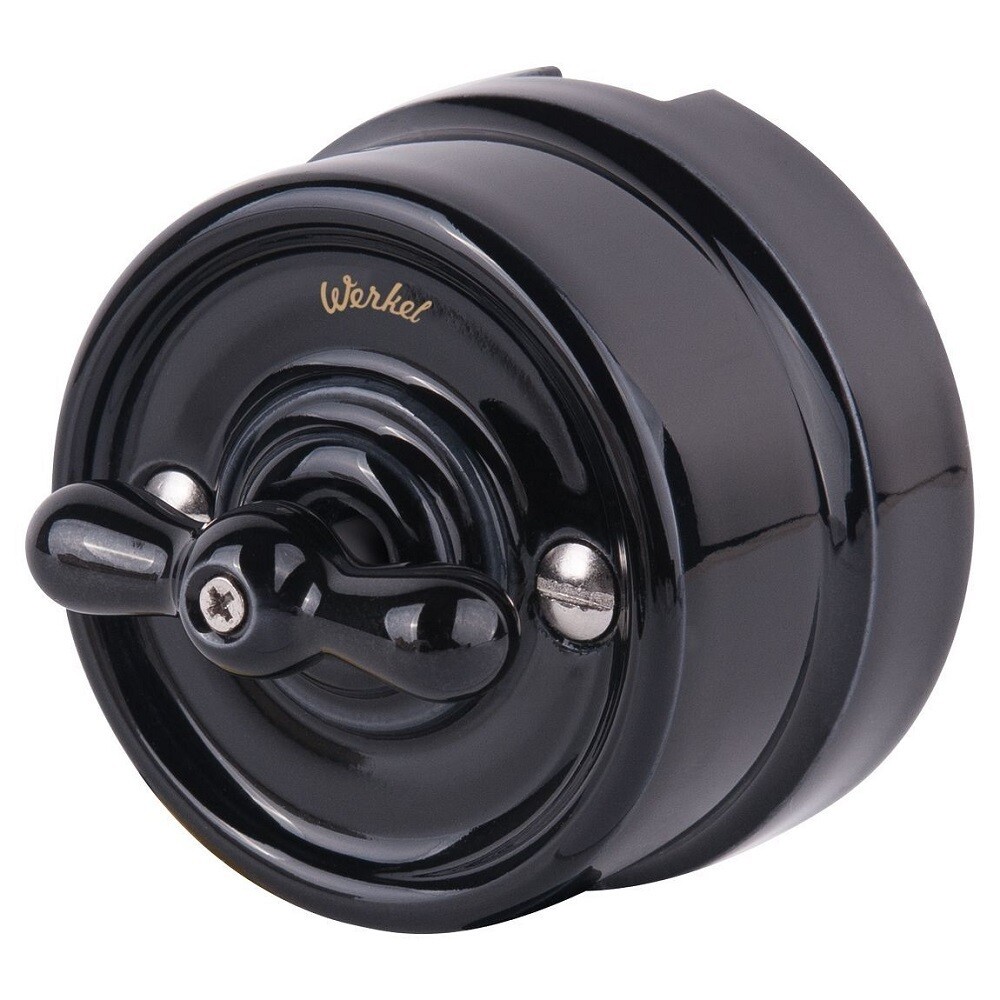 Выключатель Werkel Ретро двухклавишный накладной черный на 4 положения (a051452)