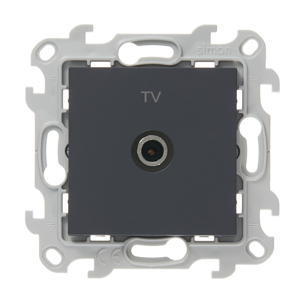 Розетка телевизионная Simon 24 Harmonie встраиваемая графит TV (2450476-038)