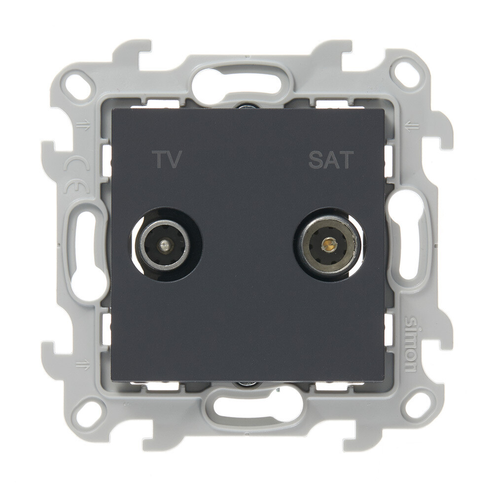 Розетка телевизионная Simon 24 Harmonie встраиваемая графит TV/ SAT (2410487-038)