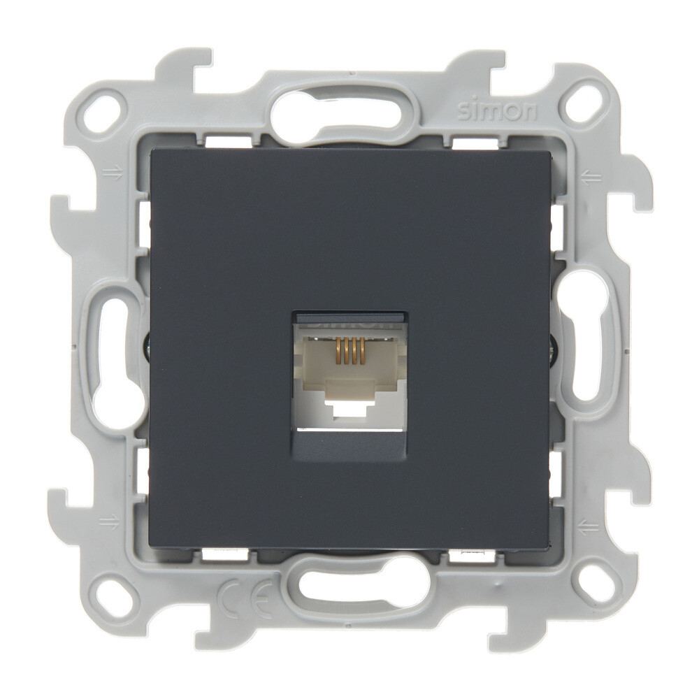 Розетка телефонная Simon 24 Harmonie встраиваемая графит RJ11 (2410480-038)