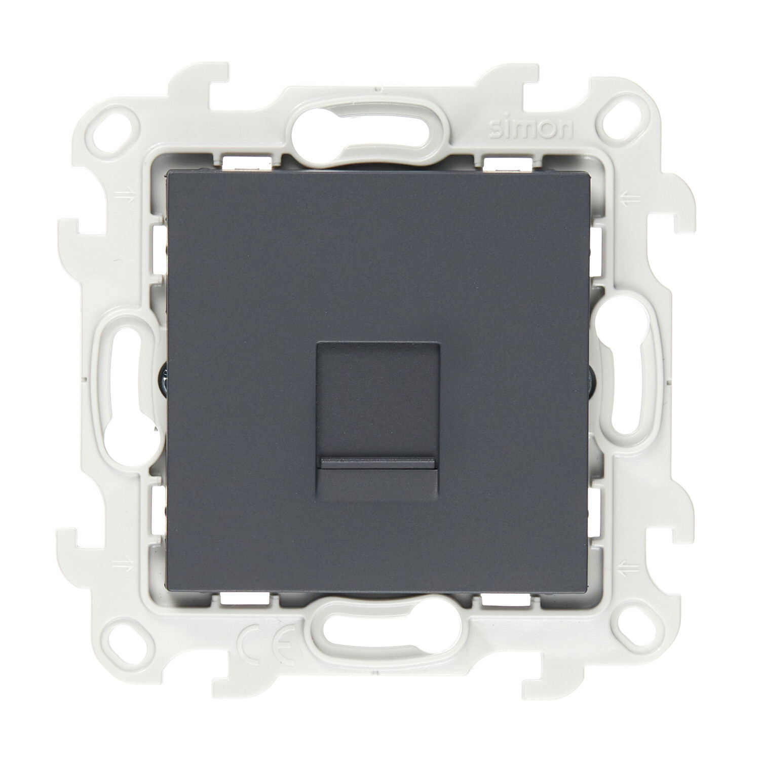Розетка компьютерная Simon 24 Harmonie встраиваемая графит 2хRJ45 (2410598-038)