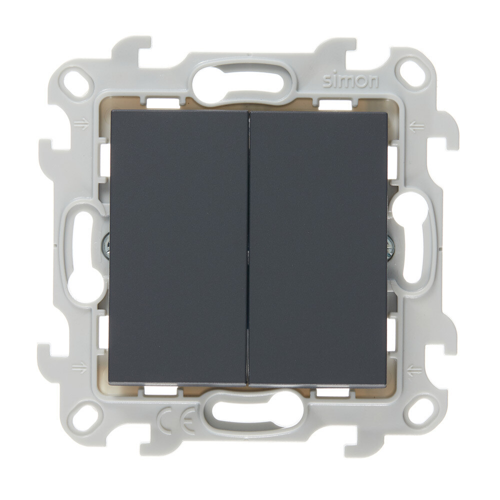 Переключатель Simon 24 Harmonie двухклавишный встраиваемый графит (2410397-038)