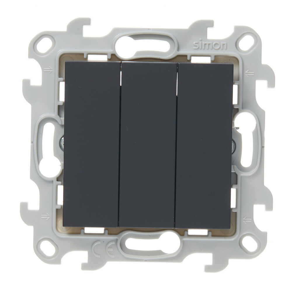 Выключатель Simon 24 Harmonie трехклавишный встраиваемый графит (2450391-038)