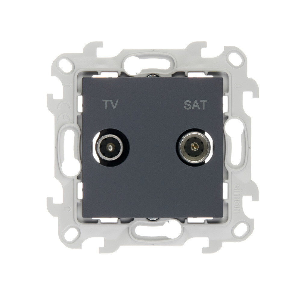 Розетка телевизионная Simon 24 Harmonie встраиваемая графит TV/ SAT (2410485-038)