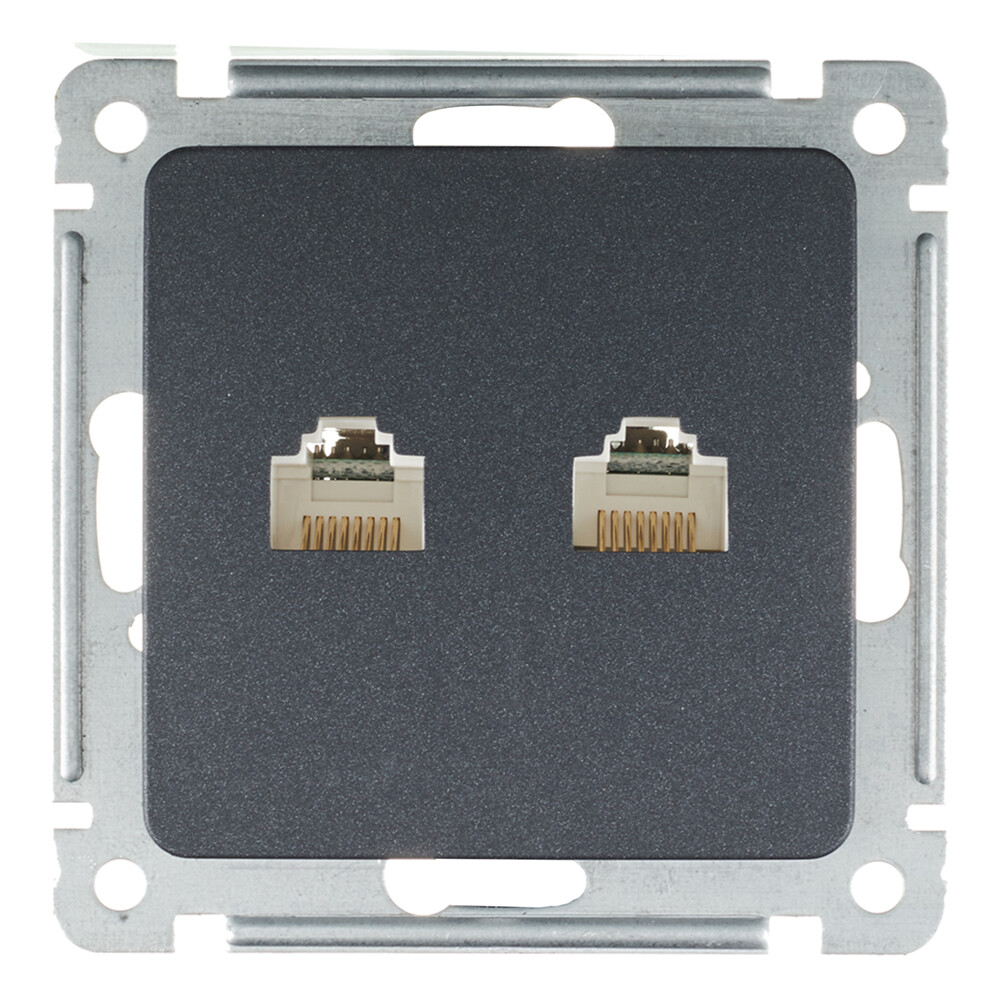 Розетка компьютерная Hegel Master встраиваемая черная 2хRJ45 (РСКК-440-08)