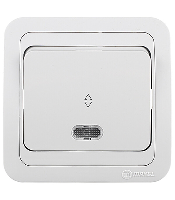 Переключатель Makel Mimoza одноклавишный встраиваемый белый с подсветкой (12025)