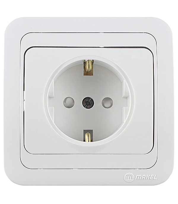 Розетка Makel Mimoza встраиваемая белая со шторками (12058)