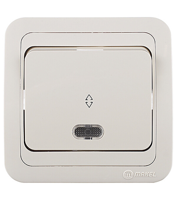 Переключатель Makel Mimoza одноклавишный встраиваемый бежевый с подсветкой (25025)