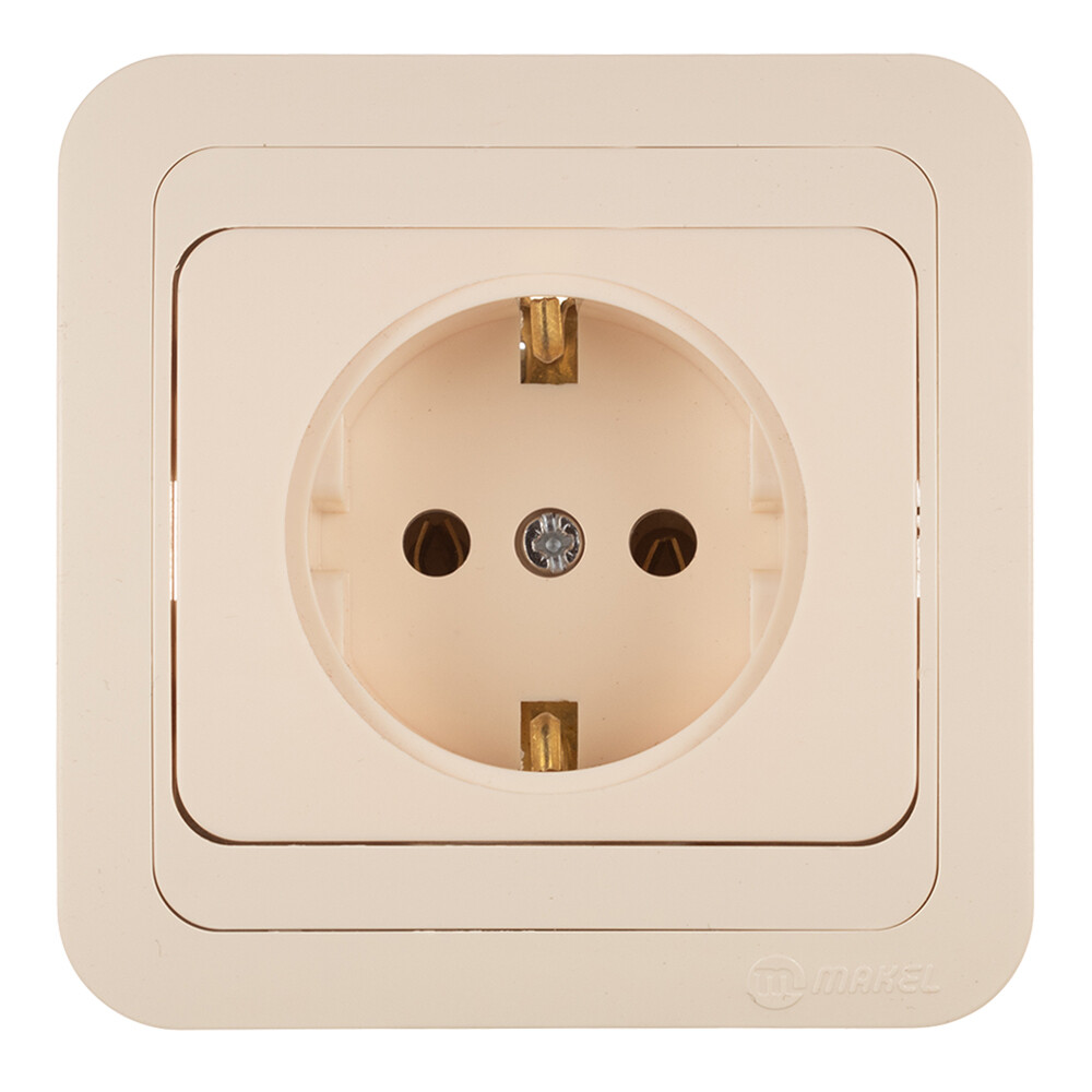 Розетка Makel Mimoza встраиваемая бежевая керамика (25008)