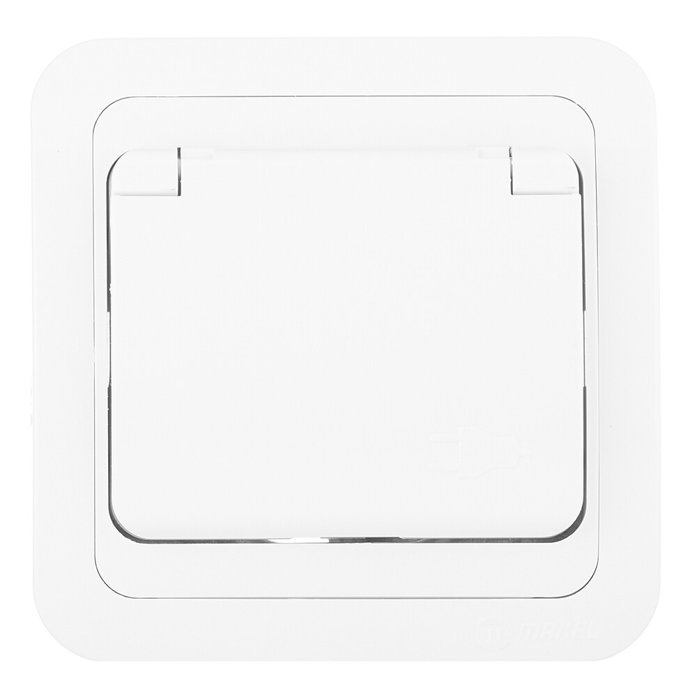 Розетка Makel Mimoza встраиваемая белая с крышкой (12029)