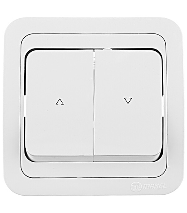 Выключатель жалюзи Makel Mimoza двухклавишный встраиваемый белый (12041)