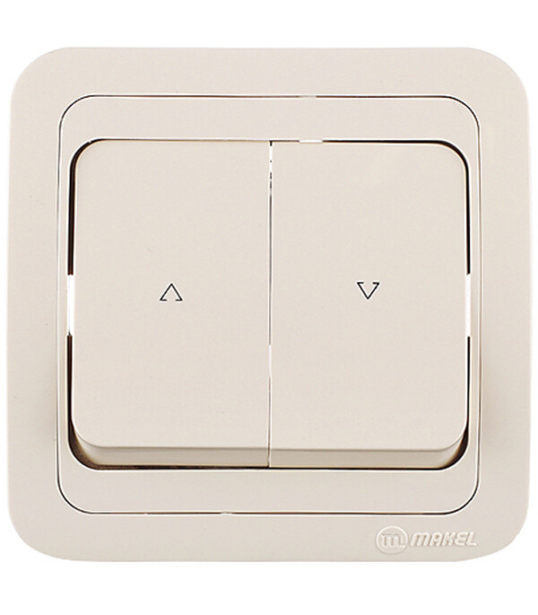 Выключатель жалюзи Makel Mimoza двухклавишный встраиваемый бежевый (25041)