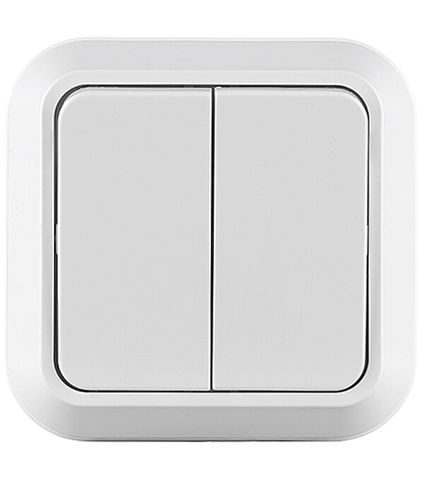 Выключатель Makel Siva Ustu двухклавишный накладной белый (45103)