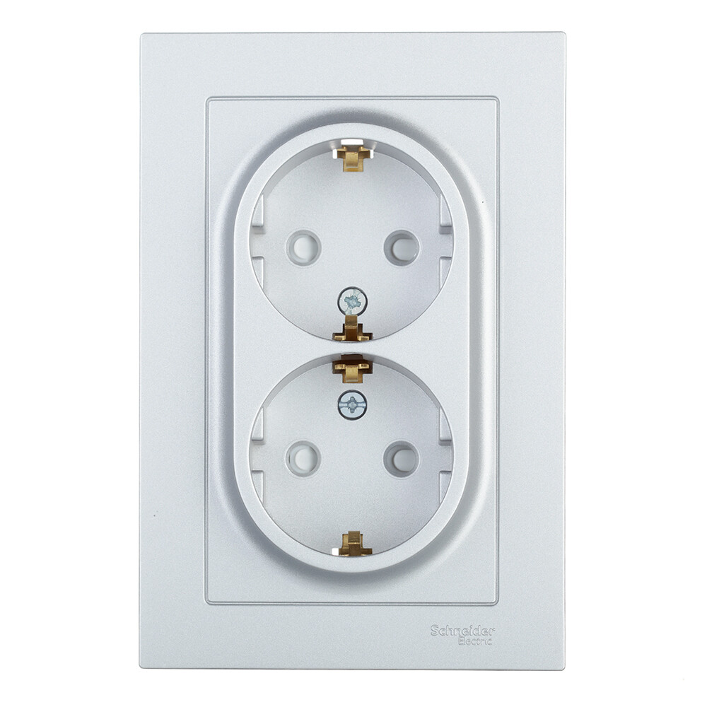 Розетка Systeme Electric AtlasDesign встраиваемая алюминий со шторками (ATN000326)