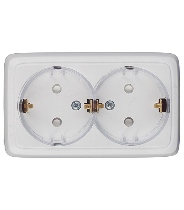 Розетка Hegel Alfa накладная белая тонкая со шторками (РА16-184)