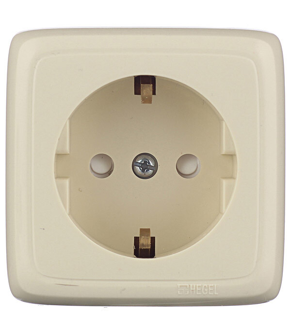 Розетка Hegel Alfa накладная слоновая кость со шторками (РА16-114-01)