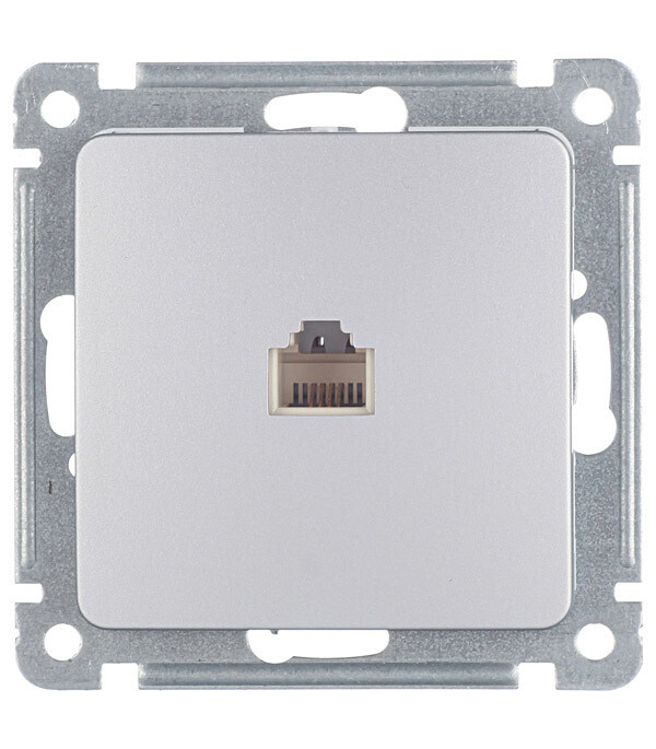 Розетка телефонная Hegel Master встраиваемая серебро RJ11 (РСТ-400-06)