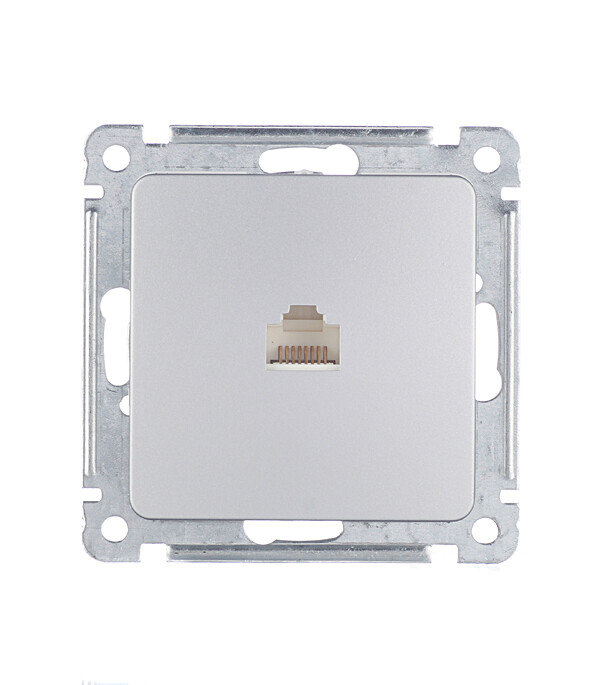 Розетка компьютерная Hegel Master встраиваемая серебро RJ45 (РСК-400-06)