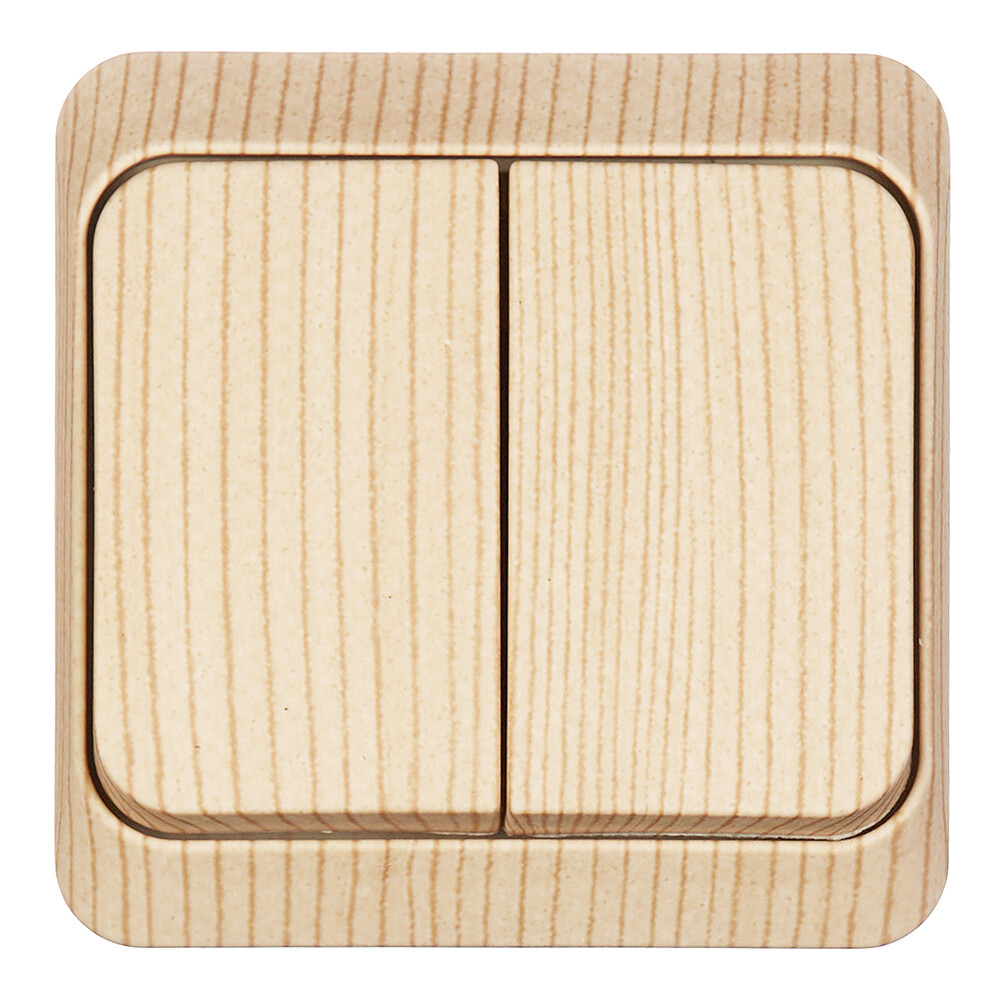 Выключатель Systeme Electric Этюд двухклавишный накладной сосна (BA10-002D)