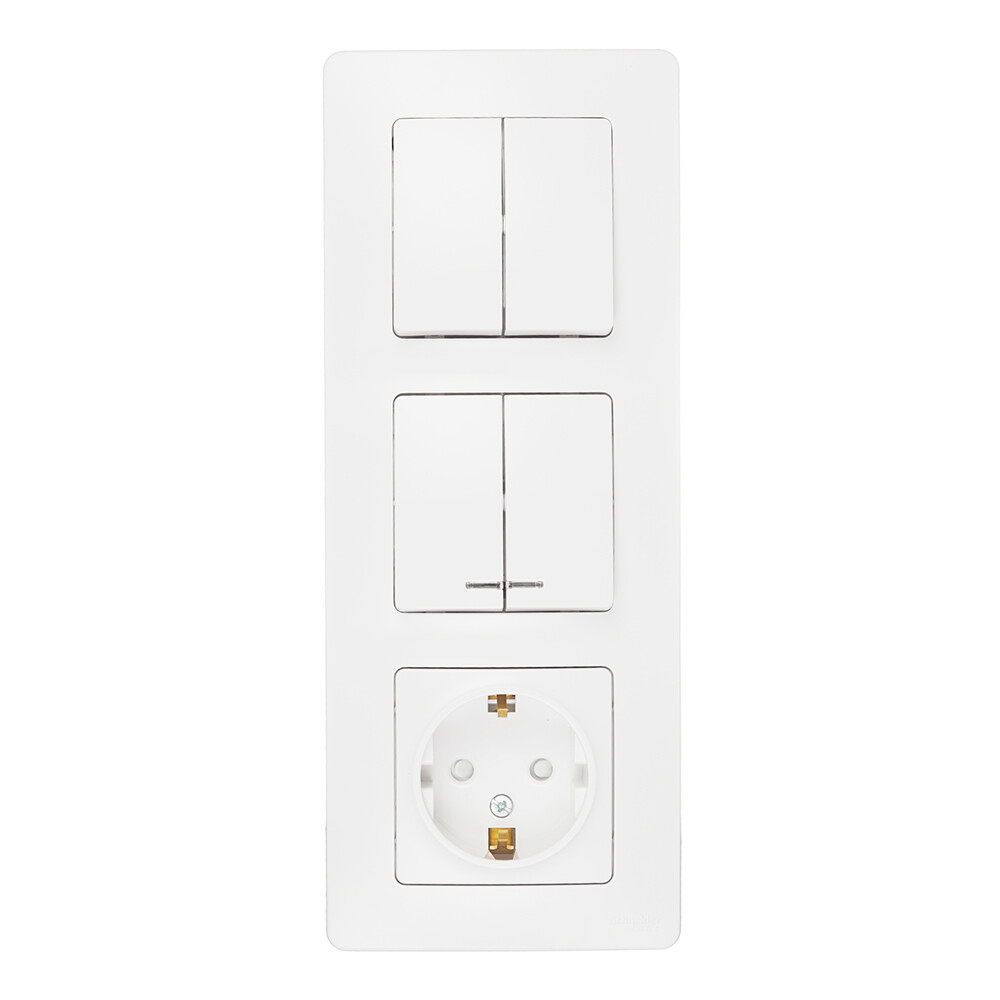 Блок выключатель и розетка Systeme Electric Blanca четырехклавишный встраиваемый белый с подсветкой (BLNBS102211)