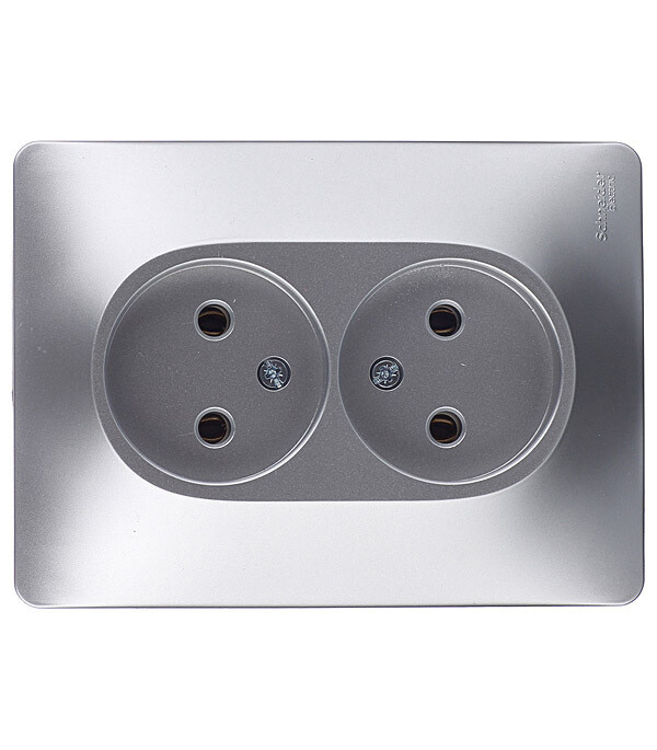 Розетка Systeme Electric Glossa встраиваемая алюминий (GSL000320)