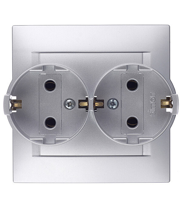 Розетка Simon 15 встраиваемая алюминий (1590459-033)