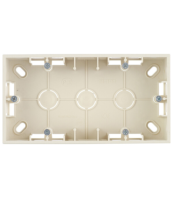 Коробка монтажная Simon 15 двухместная накладная слоновая кость (1590752-031)